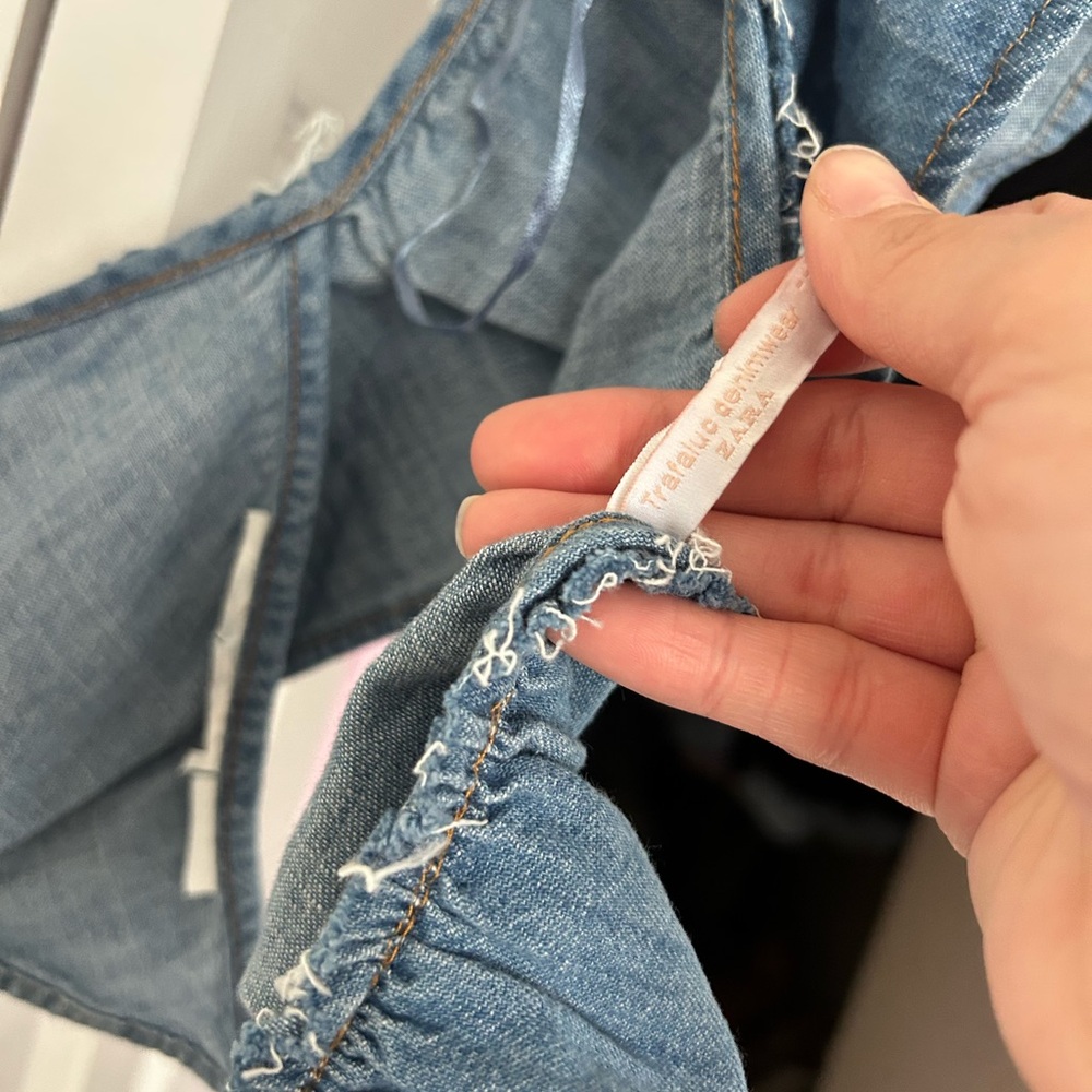 Zara Denim Ruffled Top - Picture 3 of 4